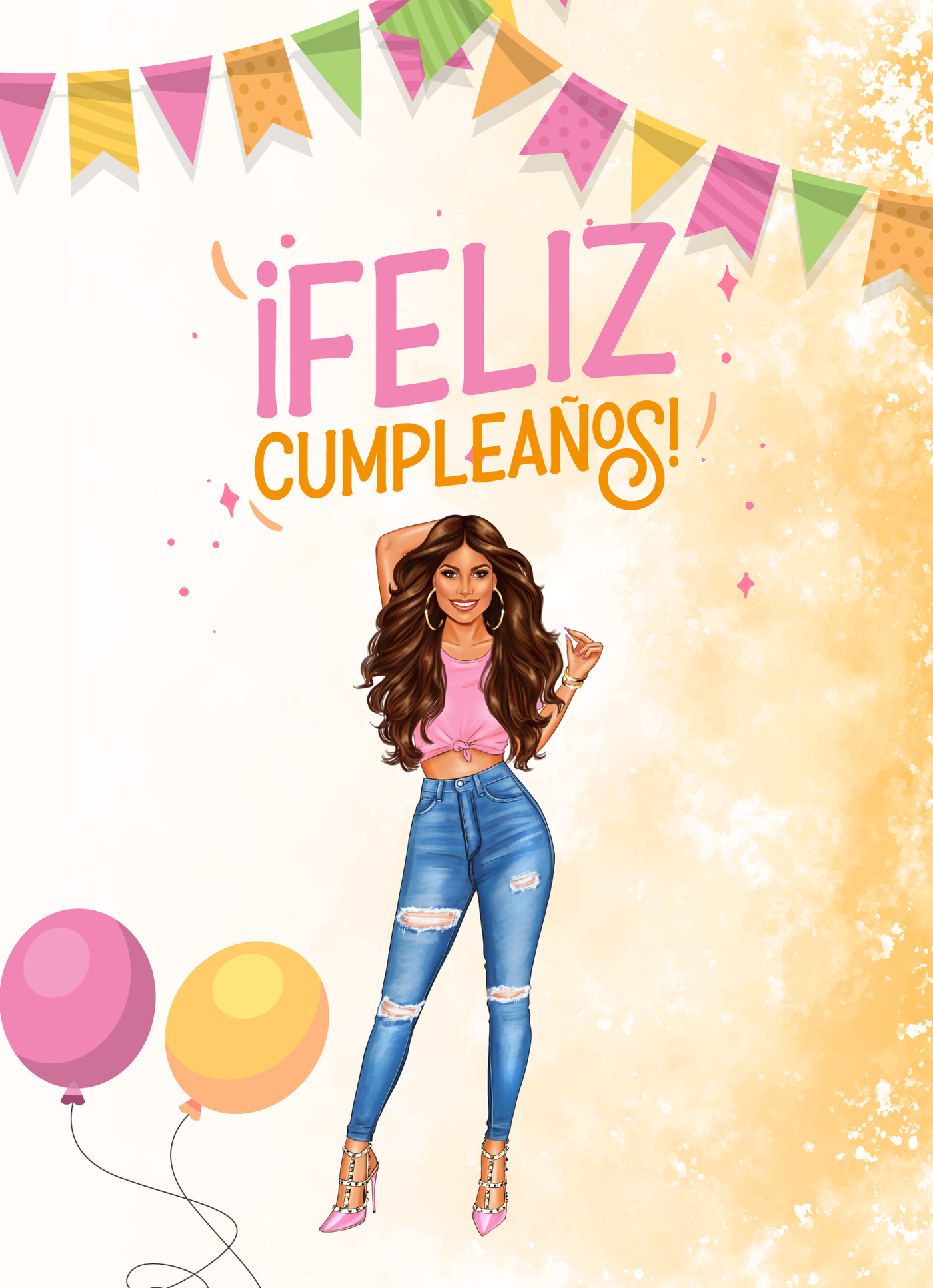 Lettering Feliz Cumpleanos in Spanish which means Happy Birthday